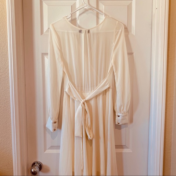 🌹CLEARANCE! | Elegant Sheer Ivory Maxi Dress for Petite, Wedding NWOT🌹 - Picture 10 of 16